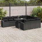 vidaXL Salon de jardin 11 pcs avec coussins noir résine, Jardin & Terrasse, Ensembles de jardin, Verzenden, Neuf, Salons de jardin