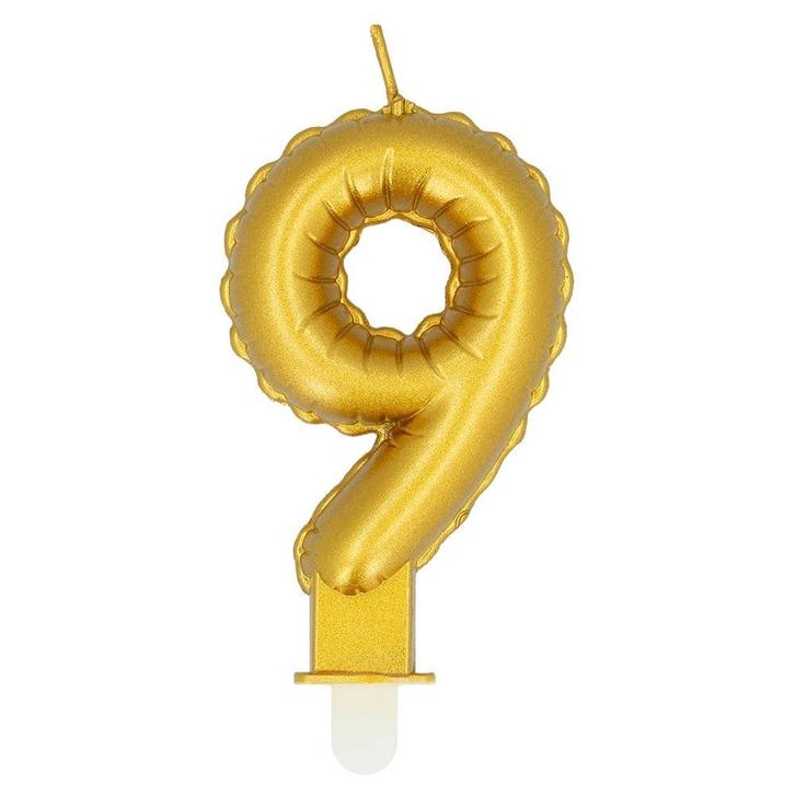 Gouden Kaars 9 Jaar 8cm, Hobby en Vrije tijd, Feestartikelen, Nieuw, Verzenden