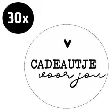 30x Sticker Cadeautje Voor Jou - Zwart - Wit - Sluitsticker beschikbaar voor biedingen