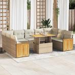 vidaXL 10-delige Loungeset met kussens poly rattan acacia, Tuin en Terras, Verzenden, Nieuw, Loungeset