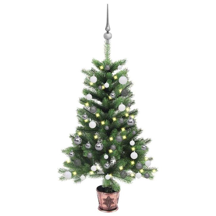vidaXL Kunstkerstboom met verlichting en kerstballen 90 cm, Diversen, Kerst, Nieuw, Verzenden