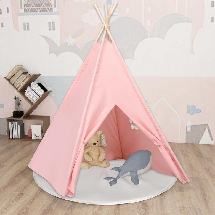 vidaXL Kindertipitent met tas 120x120x150 cm peachskin roze, Kinderen en Baby's, Speelgoed | Buiten | Speeltoestellen, Nieuw, Verzenden