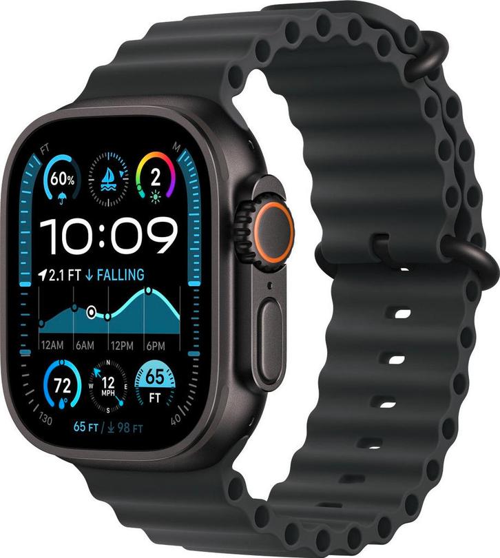 Apple Watch Ultra 2 4G 49mm Zwart Ocean Band slimme horloges, Handtassen en Accessoires, Smartwatches, Verzenden