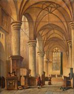 E. v.d. Lugt (XX) - Kerkinterieur, Antiek en Kunst, Kunst | Schilderijen | Klassiek