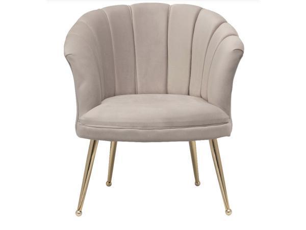 Veiling - Bella Home - Schelpfauteuil velvet creme - gouden, Huis en Inrichting, Fauteuils, Nieuw