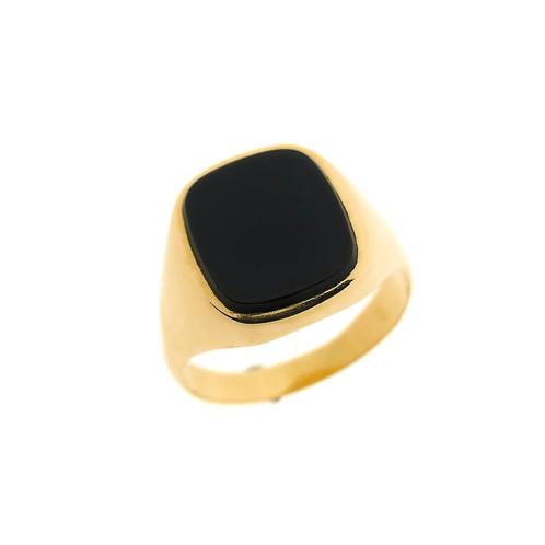 Gouden zegelring met onyx (herenring, heren, gouden ring), Handtassen en Accessoires, Ringen, Heer, Met edelsteen, Overige kleuren