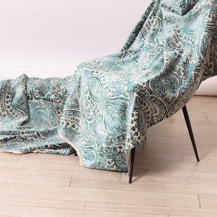 Raro Velluto Paisley Turchese - Italiaans artistiek textiel, Antiek en Kunst, Antiek | Tapijten, Tafelkleden en Textiel