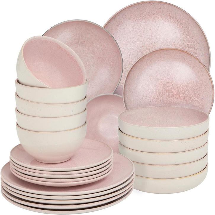 tectake Serviesset Mare van aardewerk, voor 6 personen - 24, Huis en Inrichting, Keuken | Servies, Verzenden