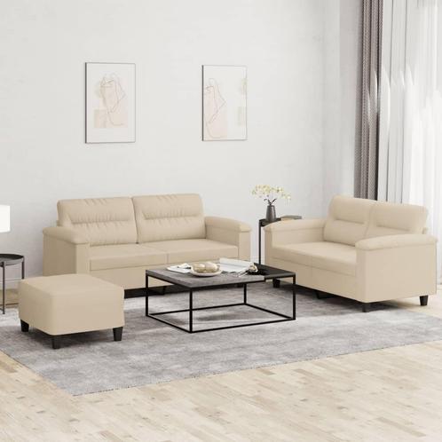 vidaXL 3-delige Loungeset met kussens microvezelstof, Huis en Inrichting, Zetels | Zetels, Nieuw, Verzenden