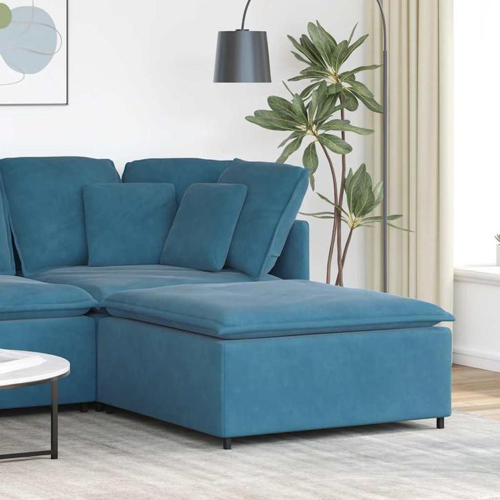 vidaXL Modulaire bank voetenbank module blauw 100x100x48 cm, Huis en Inrichting, Zetels | Voetbanken en poefs, Nieuw, Verzenden