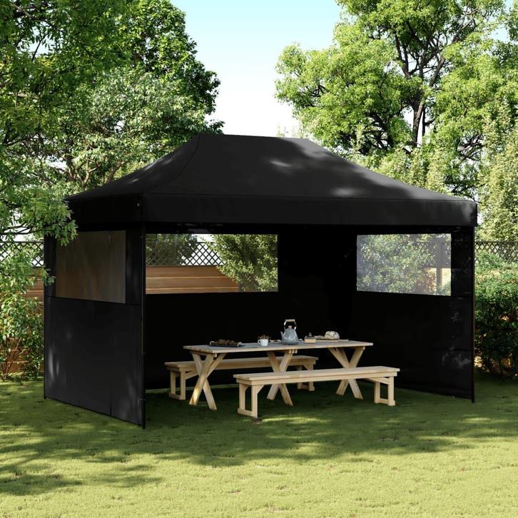 vidaXL Partytent inklapbaar pop-up met 3 zijwanden zwart, Tuin en Terras, Partytenten, Nieuw, Verzenden