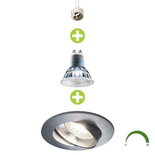 LED Inbouwspot Zilver 5,5W Rond 70 mm Dimbaar Netstroom, Maison & Meubles, Lampes | Spots, Envoi