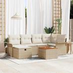 vidaXL Tuinbank Set met kussen met opslag 7 pcs Beige Poly, Tuin en Terras, Verzenden, Nieuw
