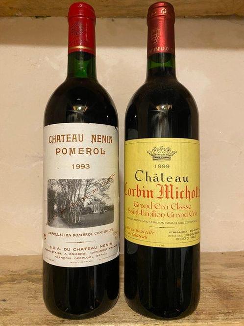 1999 Château Corbin Michotte & 1993 Château Nenin - Pomerol,, Verzamelen, Wijnen