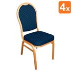 Banketstoelen | Textiel/Aluminium | Blue | Goudkleurig, Zakelijke goederen, Verzenden, Nieuw in verpakking