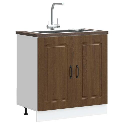 vidaXL Spoelbakonderkast Kalmar 80x46x81,5 cm hout bruin, Huis en Inrichting, Kasten | Overige, Nieuw, Verzenden