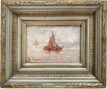 Rene De Baugnies (1869-1962) - Zeezicht met boten