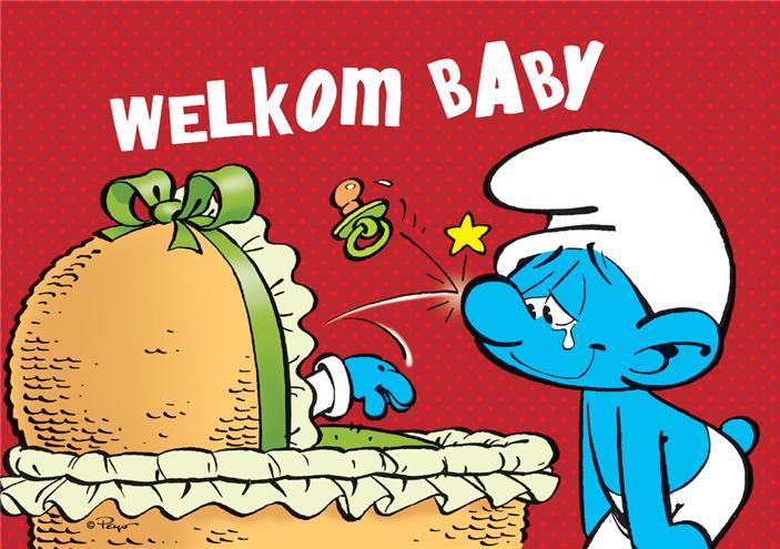 De Smurfen Welkom Baby Postkaart, Verzamelen, Stripfiguren, Ophalen of Verzenden