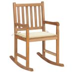 vidaXL Schommelstoel met crèmekleurig kussen massief, Tuin en Terras, Tuinstoelen, Verzenden, Nieuw