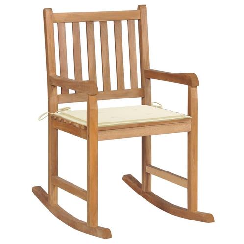 vidaXL Schommelstoel met crèmekleurig kussen massief, Tuin en Terras, Tuinstoelen, Nieuw, Verzenden