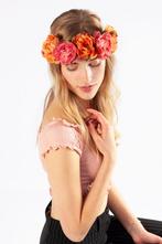 Bloemenkrans Haar Pioenrozen Oranje en Roze Bloemen Haarband, Ophalen of Verzenden