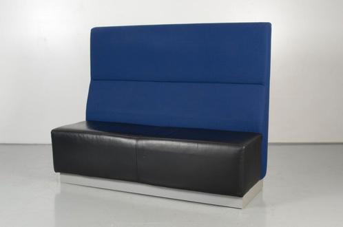 Frontseat treinbank, blauw / zwart leder, 160 x 65 cm, Maison & Meubles, Chaises, Enlèvement ou Envoi