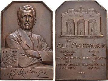 Bronze-plakette Personenmedaille Martougin, Alfred 1875 +..., Verzenden