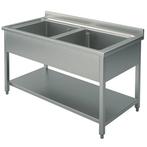 Spoeltafel | RVS | 2 Spoelbakken (Midden) | Bodemschap |, Verzenden, Nieuw in verpakking