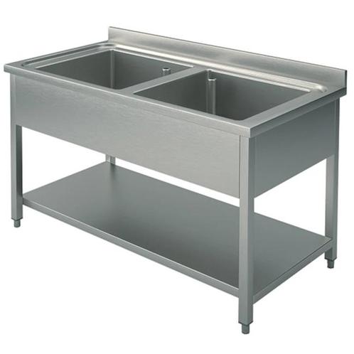 Spoeltafel | RVS | 2 Spoelbakken (Midden) | Bodemschap |, Zakelijke goederen, Horeca | Keukenapparatuur, Nieuw in verpakking, Verzenden