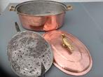 Kookpan - Zeer grote koperen braadpan met tinnen bekleding -