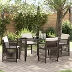 vidaXL 5-delige tuinset met kussens in bruin poly rattan, Tuin en Terras, Tuintafels, Verzenden, Nieuw