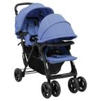 vidaXL Tweelingkinderwagen tandem staal marineblauw, Kinderen en Baby's, Verzenden, Nieuw