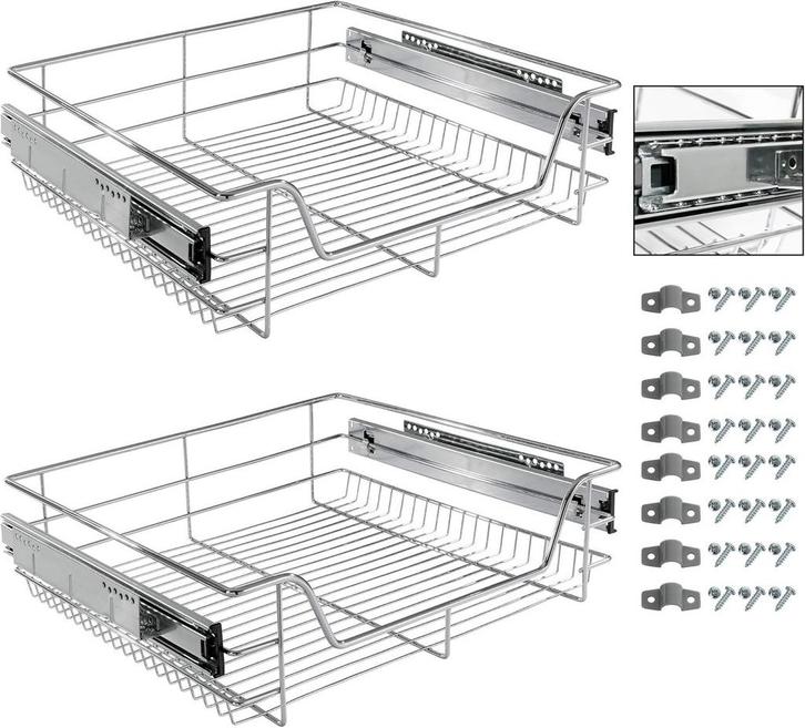 Keukenlade - Telescopische lade - 60 cm - 2 stuks - RVS - Ar, Huis en Inrichting, Woonaccessoires | Overige, Nieuw, Verzenden
