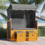 vidaXL Strandstoel met luifel poly rattan en hout zwart en, Verzenden, Nieuw