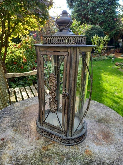 Lanterne - Lanterne à bougie - 43 cm - Verre, Métal, Antiquités & Art, Curiosités & Brocante