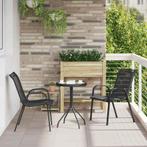 vidaXL Tuin Bistro Set 3 pcs Zwart Staal, Tuin en Terras, Verzenden, Nieuw