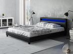 Tweepersoonsbed Paris - Zwart - 180x200 cm LED verlichting, Huis en Inrichting, Verzenden, Nieuw, 180 cm