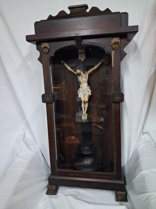 Croix avec urne en bois et en cristal - 82 cm - Bois, Verre, Antiek en Kunst, Kunst | Niet-Westerse kunst