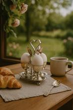 “Regal Morning Ritual – Antique Silver-Plated Egg Cup Set by