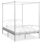 vidaXL Cadre de lit à baldaquin Blanc Métal 160 x 200 cm, Maison & Meubles, Neuf, Verzenden