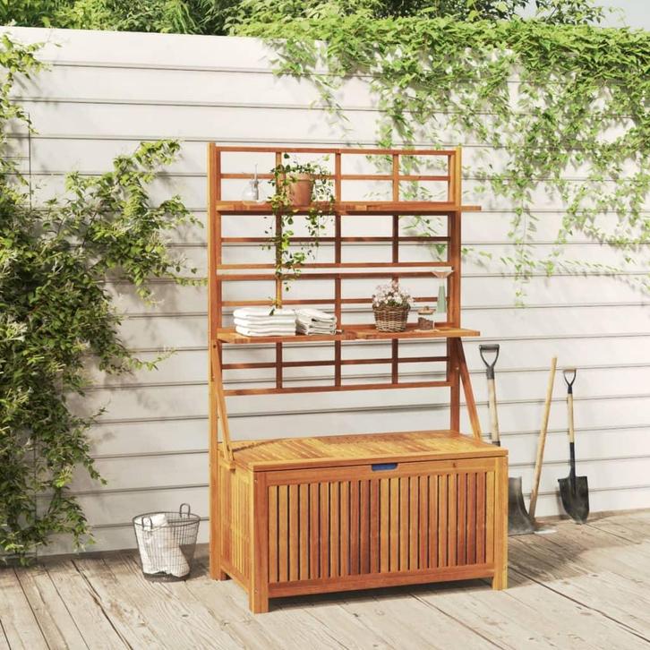 vidaXL Opbergbox met latwerk 99x50x160 cm massief acaciahout, Tuin en Terras, Bergingen en Tuinkasten, Nieuw, Verzenden