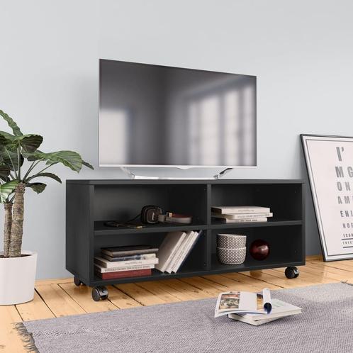 vidaXL Tv-meubel met wieltjes 90x35x35 cm bewerkt hout zwart, Maison & Meubles, Armoires | Mobilier de télévision, Envoi