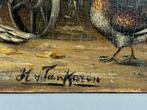 Hermanus Van Tankeren (1900-1980) - Haan met kippen op hooi, Antiek en Kunst
