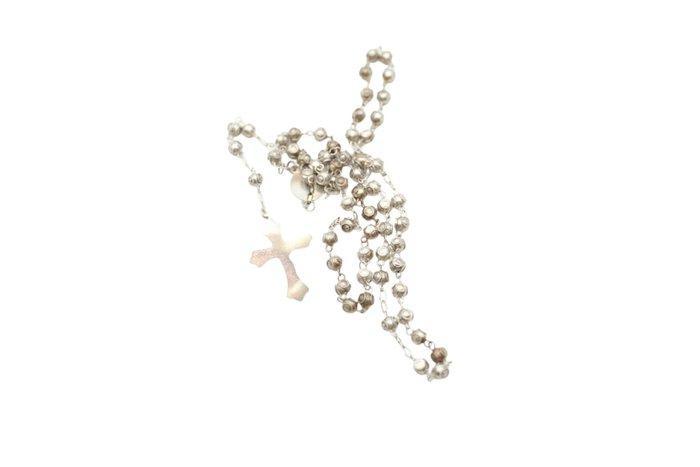 Rozenkrans - .833 zilver - 1930-1940 - Rozenkrans met kruis, Antiquités & Art, Antiquités | Argent & Or