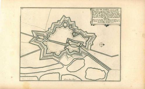 Stadsplattegrond van Sas van Gent, Antiek en Kunst, Kunst | Etsen en Gravures