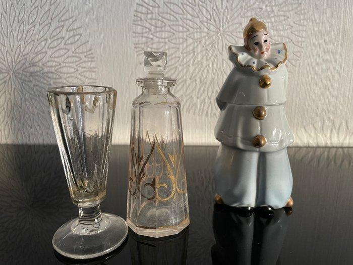 Suikerkom (3) - Pierrot - glas + biscuit, faience of, Antiek en Kunst, Antiek | Speelgoed