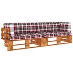 vidaXL Tweezitsbank pallet met kussens honingbruin, Verzenden, Nieuw