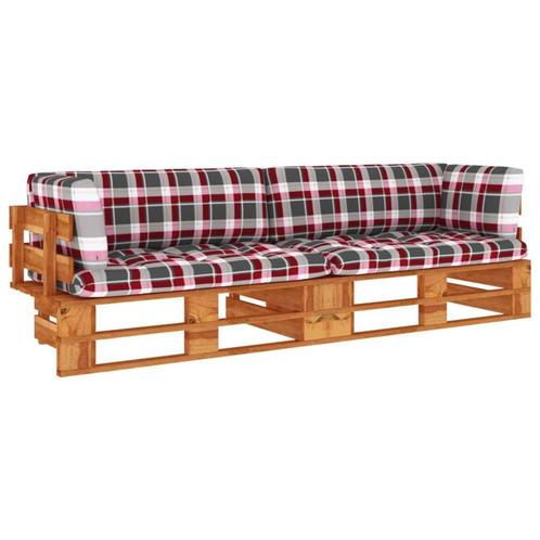 vidaXL Tweezitsbank pallet met kussens honingbruin, Tuin en Terras, Tuinsets en Loungesets, Nieuw, Verzenden