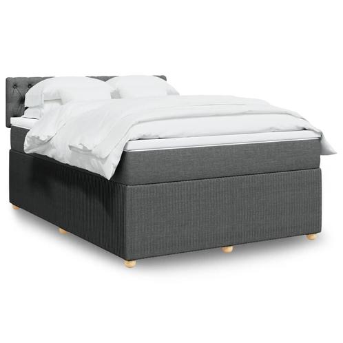 vidaXL Boxspring met matras stof donkergrijs 140x200 cm, Huis en Inrichting, Slaapkamer | Bedden, Nieuw, Verzenden