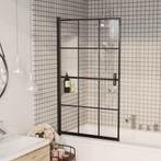 vidaXL Douchewand 80x140 cm ESG zwart, Verzenden, Nieuw